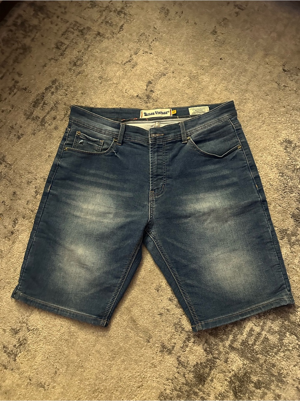 Tailor Vintage Men's Blue Washed Denim Jean Shorts